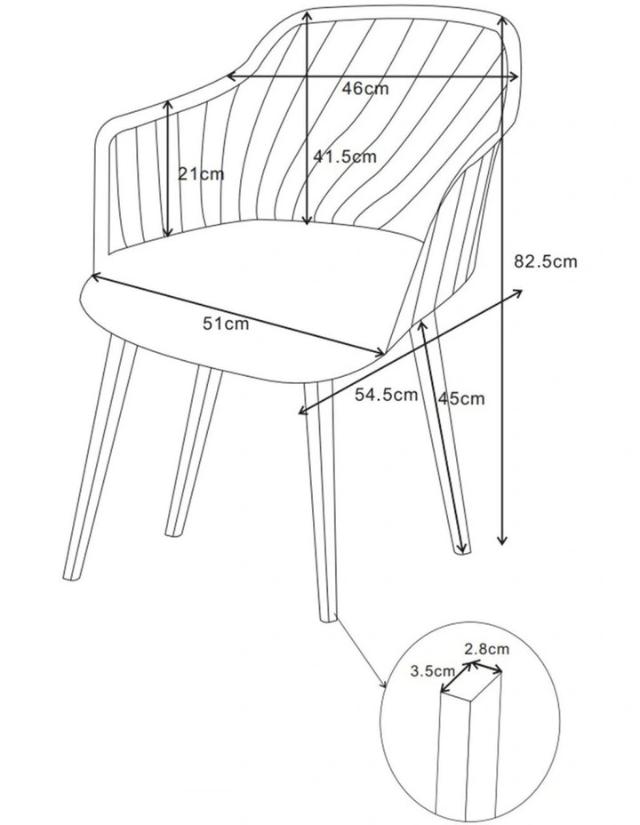 Lilian White Modern Dining Chairs with arms Wooden Legs (set of 2) image 6