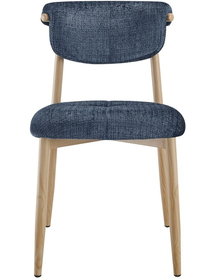 Sanya Dining Chairs Pair (Set of Two) Blue and Oak image 3