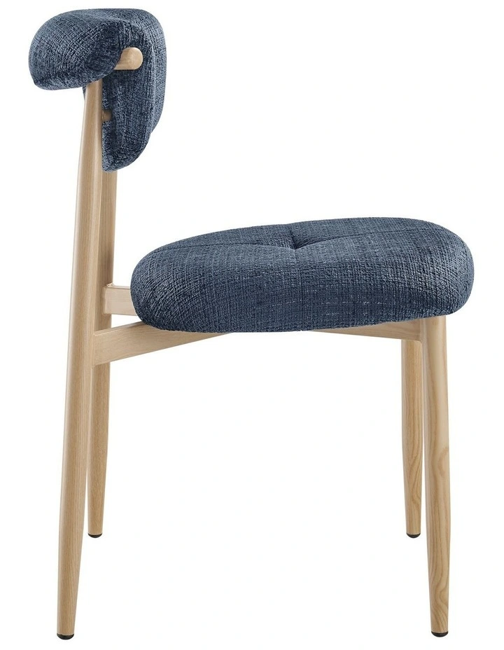 Sanya Dining Chairs Pair (Set of Two) Blue and Oak image 4