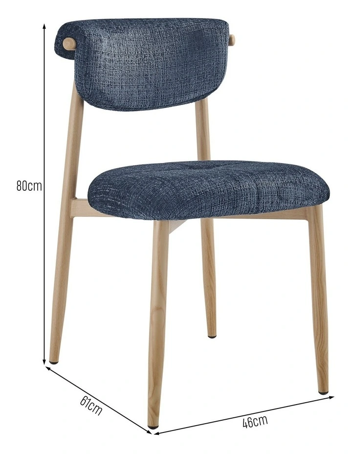 Sanya Dining Chairs Pair (Set of Two) Blue and Oak image 6