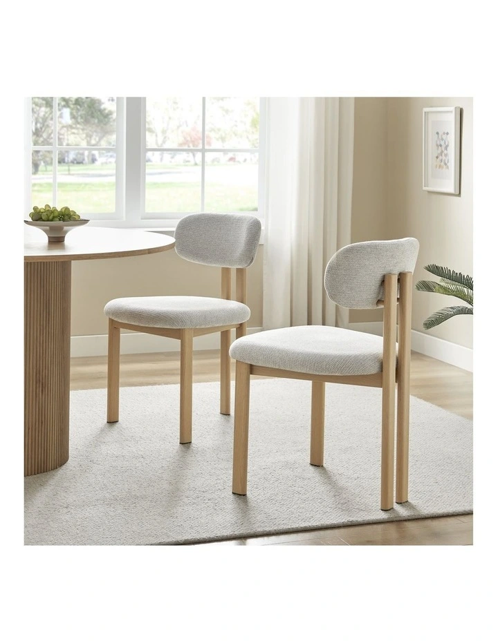 Hilda Dining Chairs Pair (Set of Two) Grey and Oak image 2