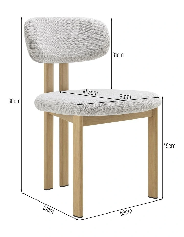 Hilda Dining Chairs Pair (Set of Two) Grey and Oak image 6