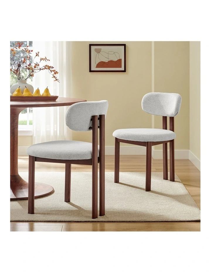 Hilda Dining Chairs Pair (Set of Two) Grey and Walnut image 2