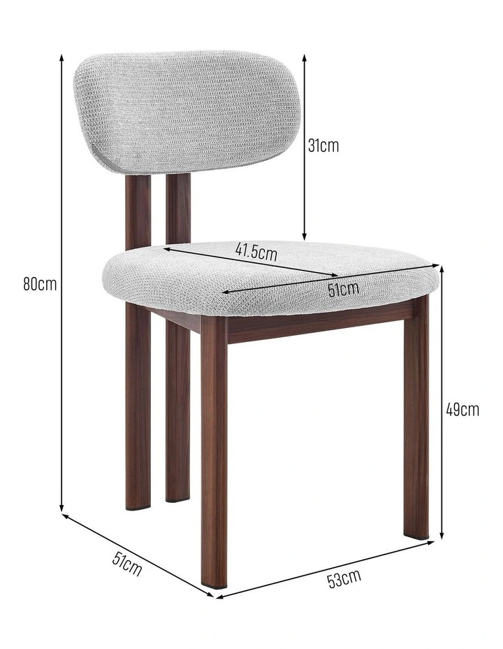 Hilda Dining Chairs Pair (Set of Two) Grey and Walnut image 6