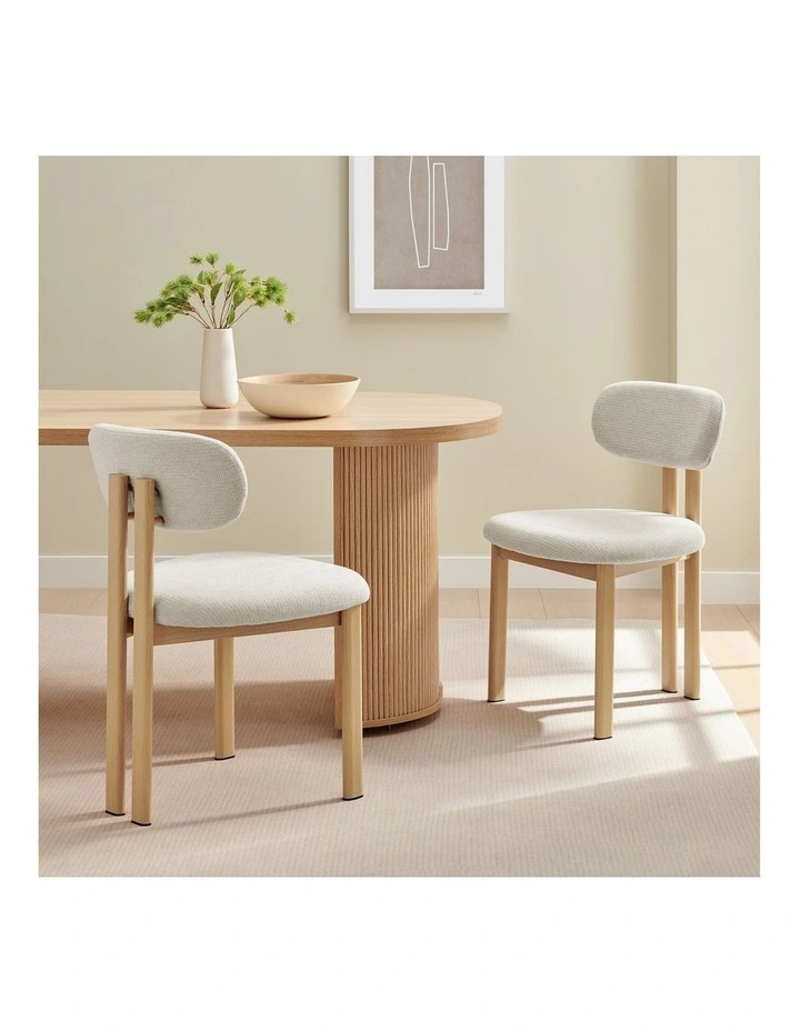 Hilda Dining Chairs Pair (Set of Two) Cream and Oak image 2