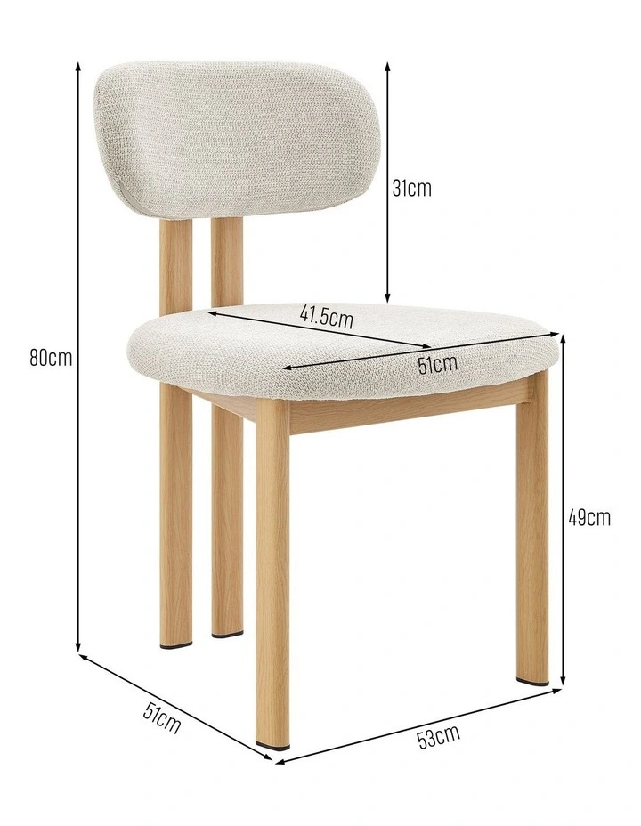 Hilda Dining Chairs Pair (Set of Two) Cream and Oak image 6