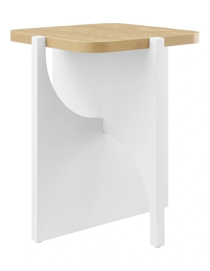 Chloe Side Table Modern White and Oak image 1