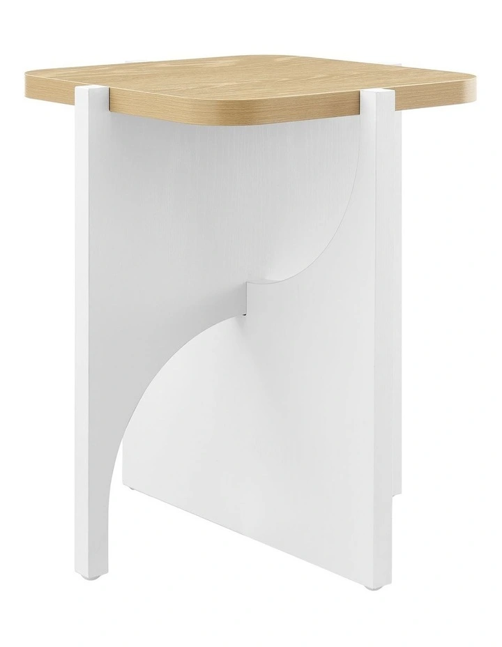 Chloe Side Table Modern White and Oak image 4