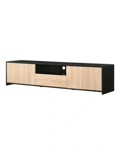Lesley Entertainment Unit TV Cabinet Lowline TV Stand 180cm 2 Doors 1 Drawer Black and Oak
