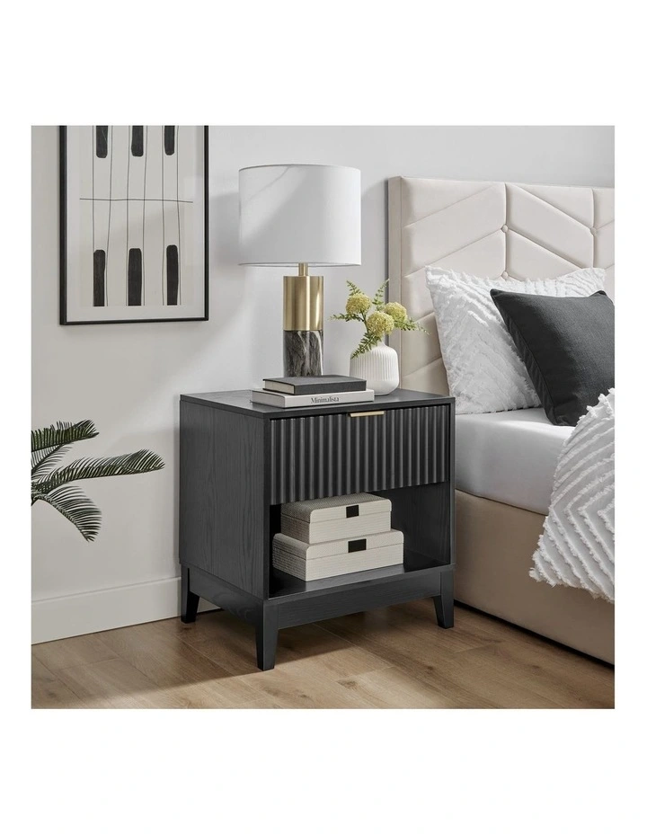Adoria Bedside Unit Side Table 1 Drawer Black image 2