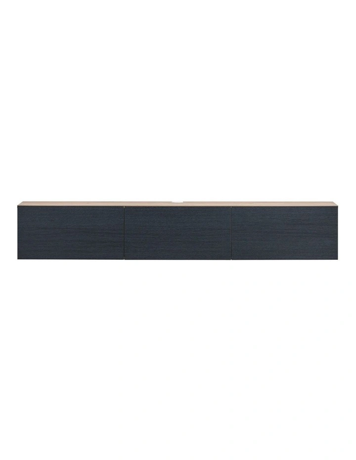 Tierra Wall Mount Entertainment TV Unit Floating 3 Doors 180cm Black and Oak image 4
