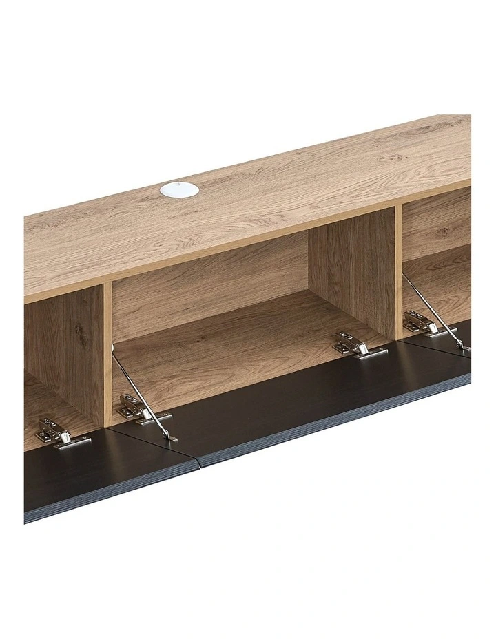 Tierra Wall Mount Entertainment TV Unit Floating 3 Doors 180cm Black and Oak image 6