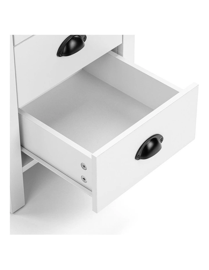 Hampton Bedside Table 3 Drawer Side Table Nightstand 3 Drawers White and Oak image 6