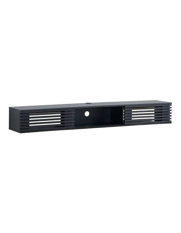 Clancy Wall Mount Entertainment TV Unit Floating 2 Doors 180cm Black image 1