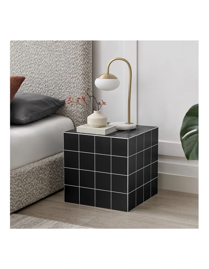 Nash Side Table Cube Bedside Storage Black image 2