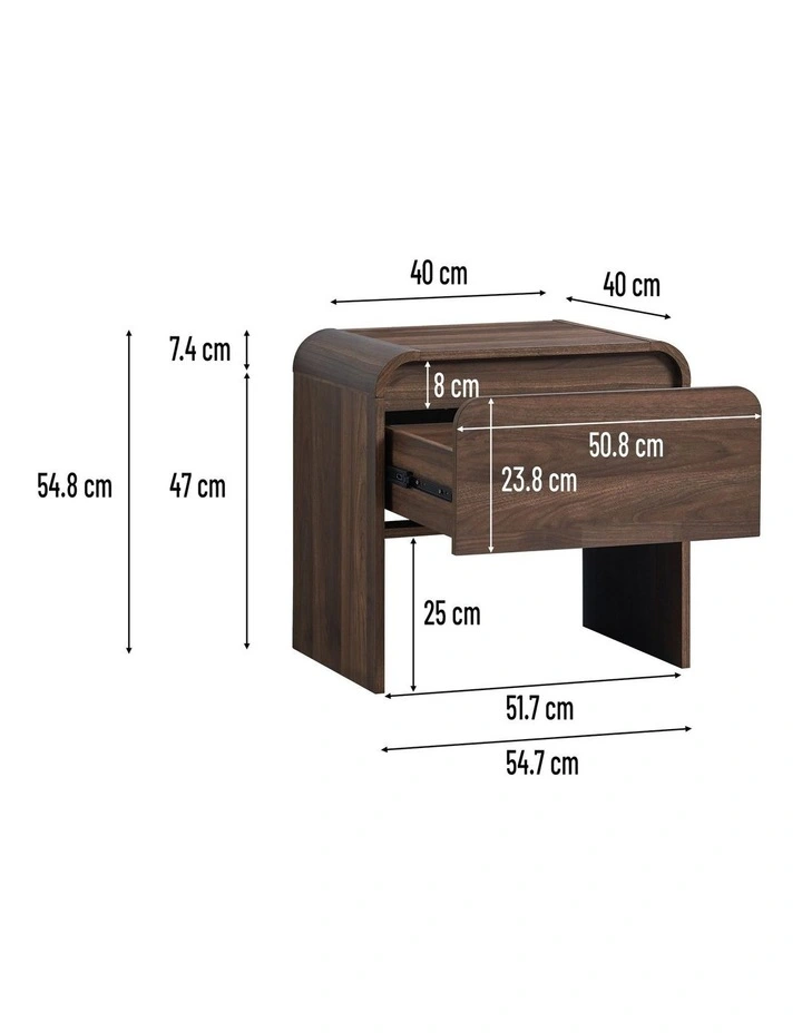 Natalya Bedside Unit Nightstand Side Table 1 Drawer Walnut image 6