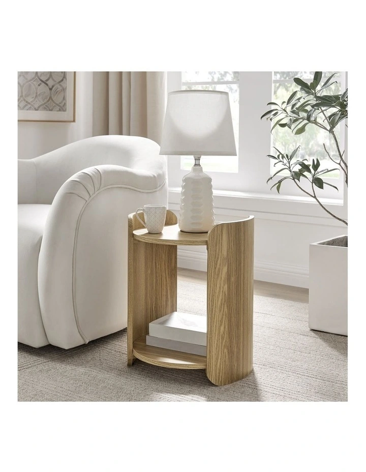 Brett Side Table Bedside Round Oak image 2