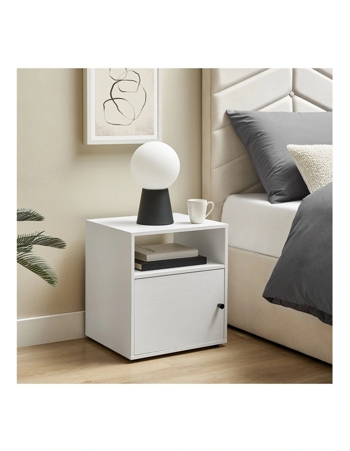Lanie Bedside Unit Side Table 1 Door White image 2