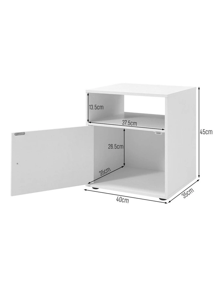 Lanie Bedside Unit Side Table 1 Door White image 7
