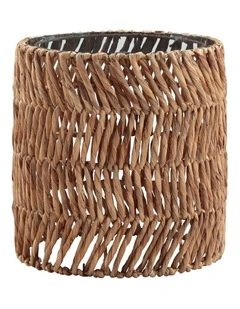 Cynthia Side Table Bedside Round Glass Top Woven