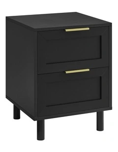 Quincy Bedside Unit Side Table 2 Drawers Black