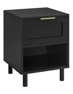 Quincy Bedside Unit Side Table 1 Drawer Black