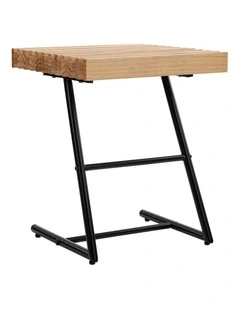 Regine Side Table Bedside End Unit Slatted Top Oak and black