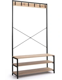 Detroit Hallway Bench Seat Coat Rack Hat Hooks Black