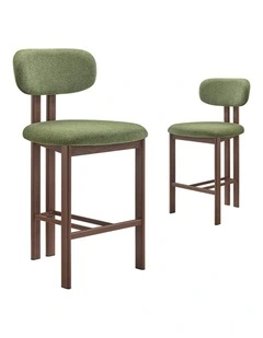 Hilda Dining Stools Pair (Set of Two) Olive and Walnut
