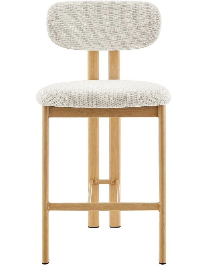 Hilda Dining Stools Pair (Set of Two) Cream and Oak image 3