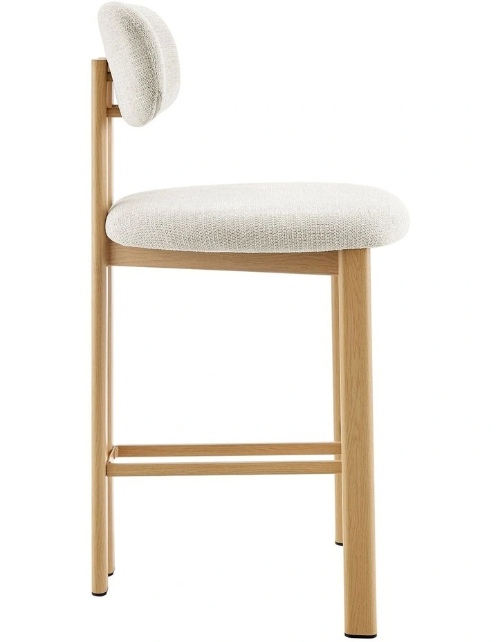 Hilda Dining Stools Pair (Set of Two) Cream and Oak image 4