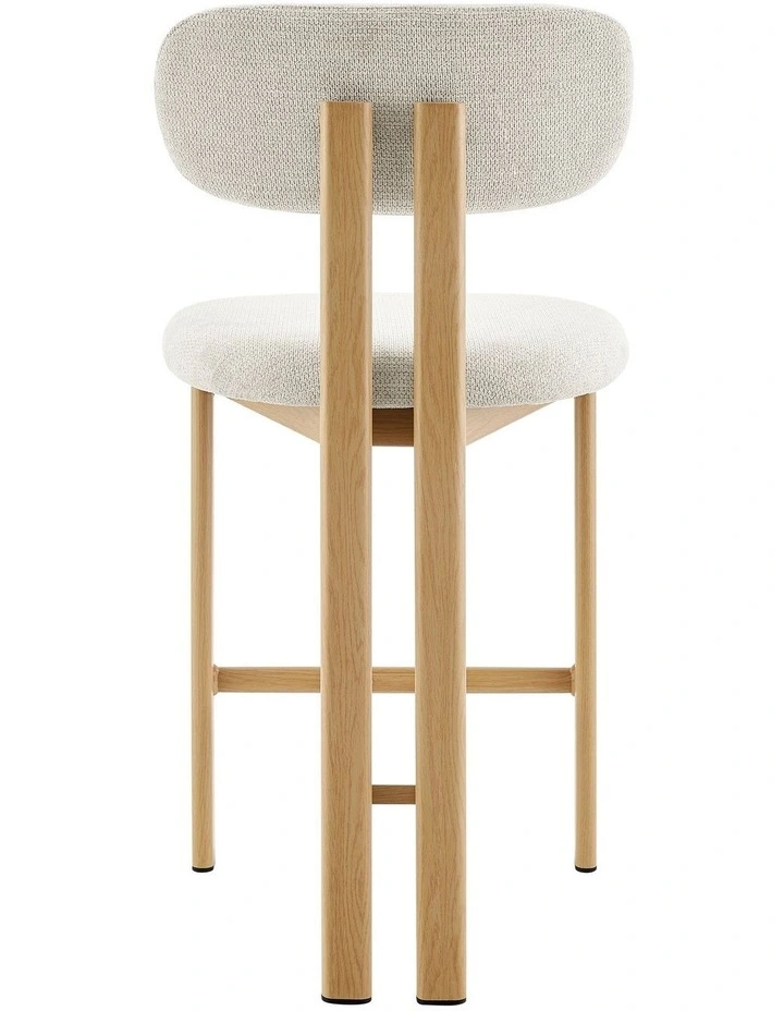 Hilda Dining Stools Pair (Set of Two) Cream and Oak image 5