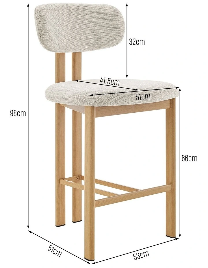 Hilda Dining Stools Pair (Set of Two) Cream and Oak image 6