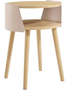 Sheena Side Table Bedside Shelf Round Cream