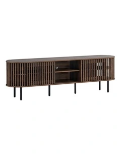 Lenora Entertainment Unit TV Cabinet 180cm 2 Doors Slat Walnut