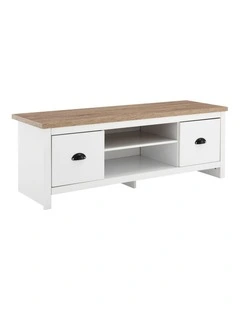 Hampton Entertainment Hamptons Unit TV Cabinet TV Stand 120cm 2 Drawers White and Oak