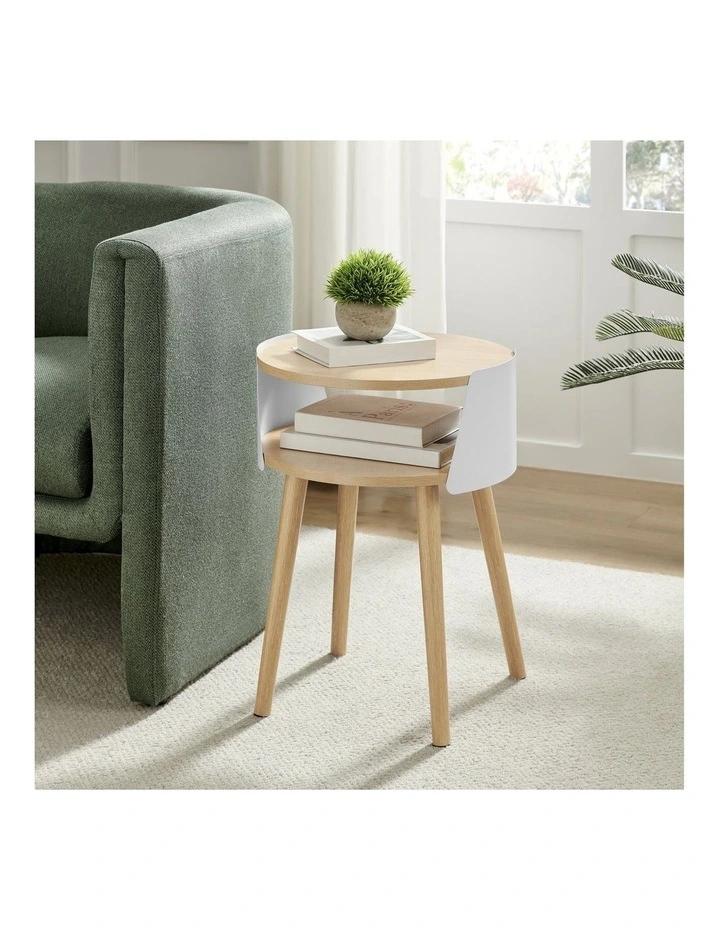 Sheena Side Table Bedside Shelf Round White image 2
