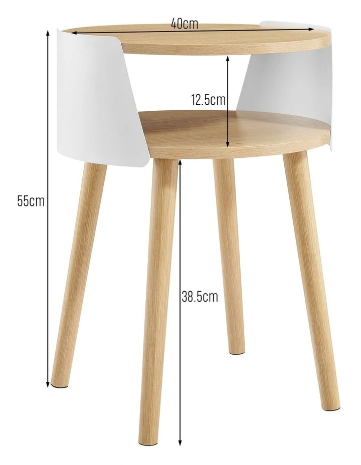 Sheena Side Table Bedside Shelf Round White image 7