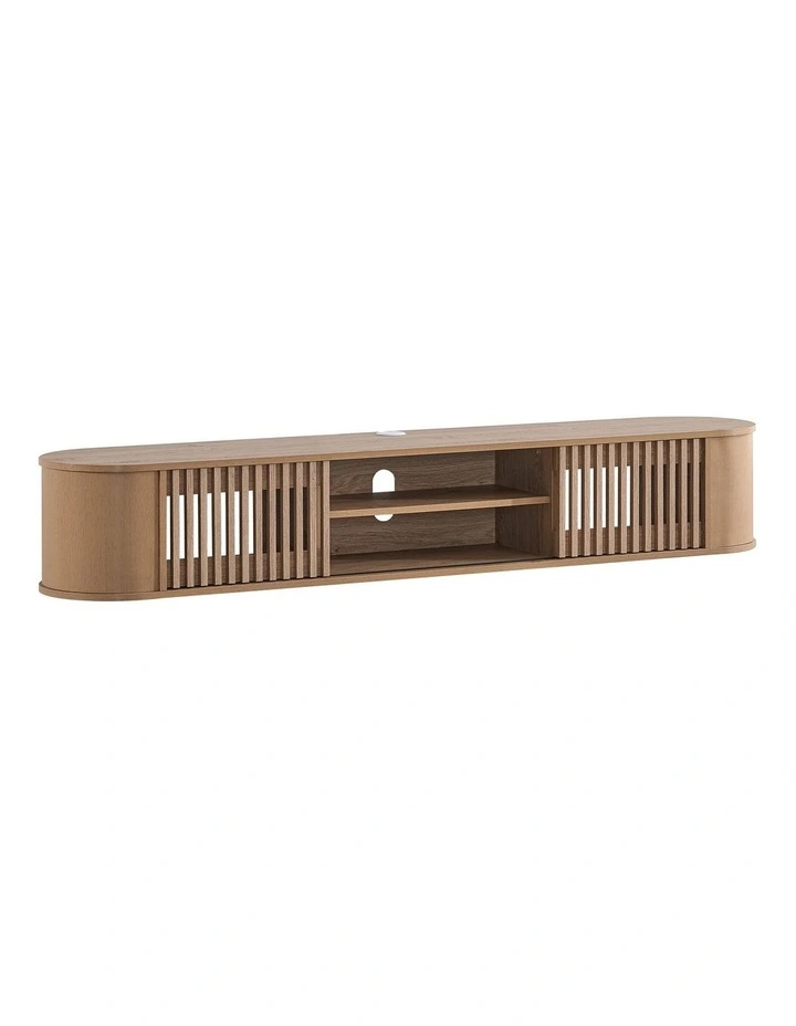 Anna Wall Mount Entertainment TV Unit Floating 2 Doors 180cm Oak image 1