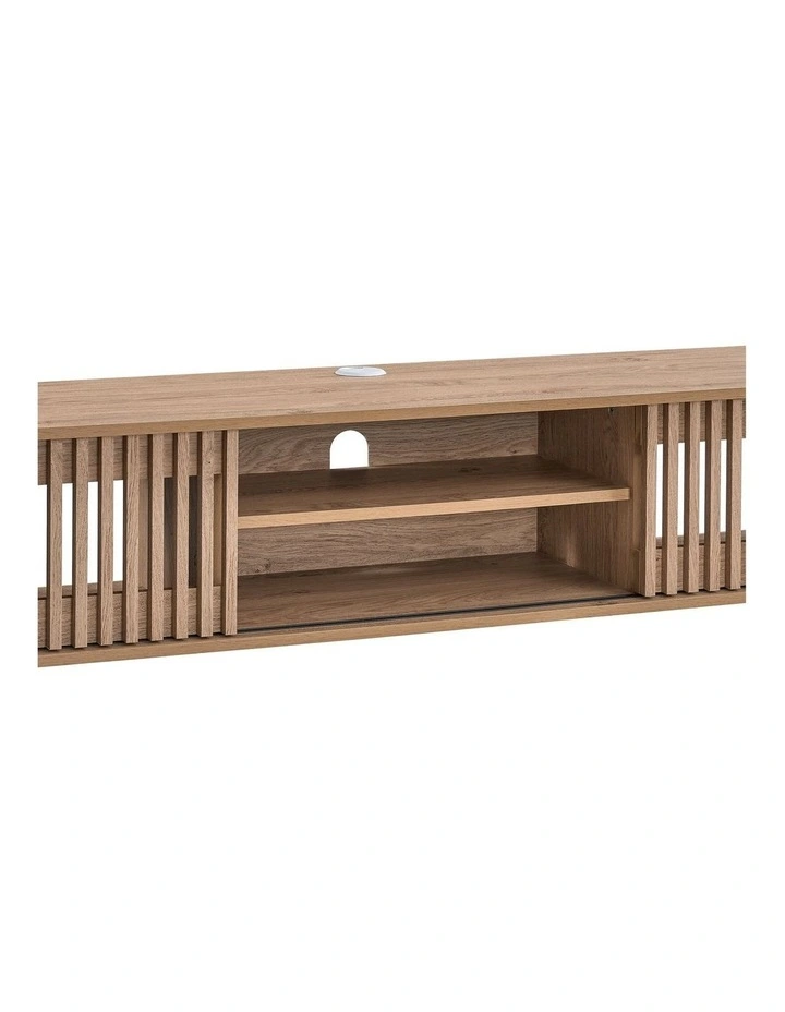 Anna Wall Mount Entertainment TV Unit Floating 2 Doors 180cm Oak image 6