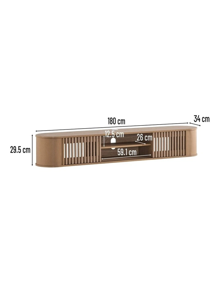 Anna Wall Mount Entertainment TV Unit Floating 2 Doors 180cm Oak image 7