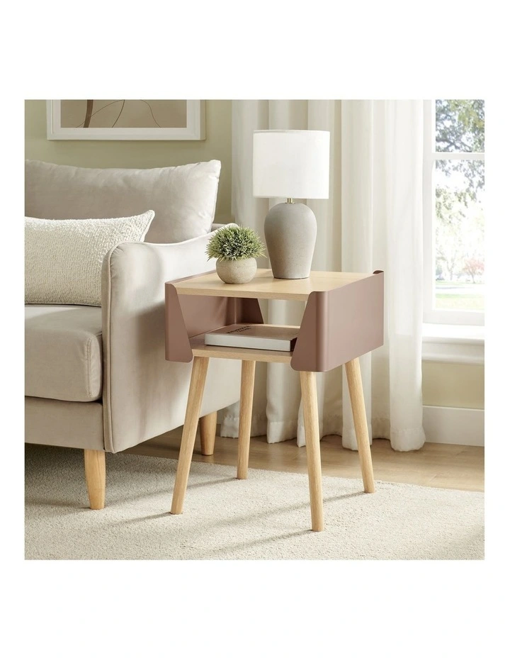 Sheena Side Table Bedside Shelf Square Mocha image 2