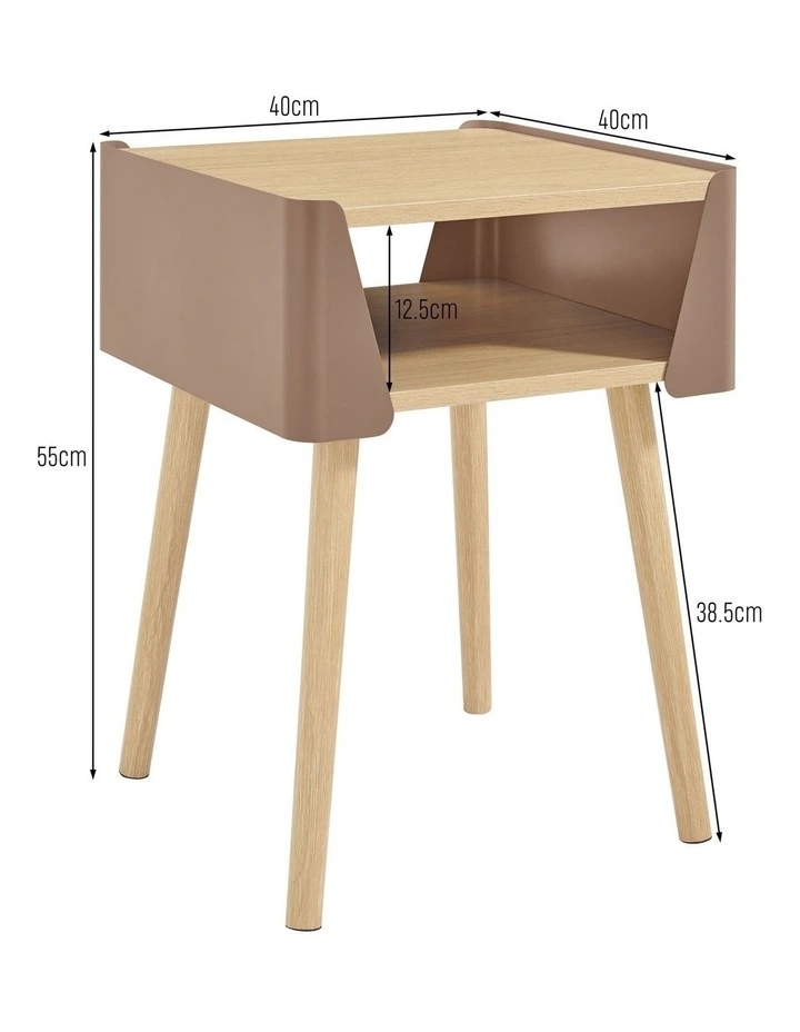 Sheena Side Table Bedside Shelf Square Mocha image 7