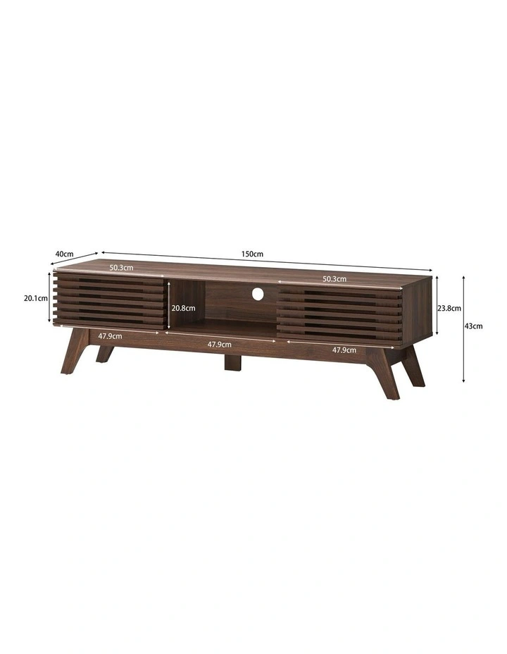 Clancy Entertainment Unit Modern TV Cabinet TV Stand 150cm 2 Doors Walnut image 6