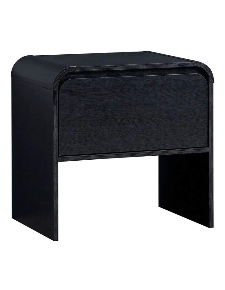 Natalya Bedside Unit Nightstand Side Table 1 Drawer Black image 1