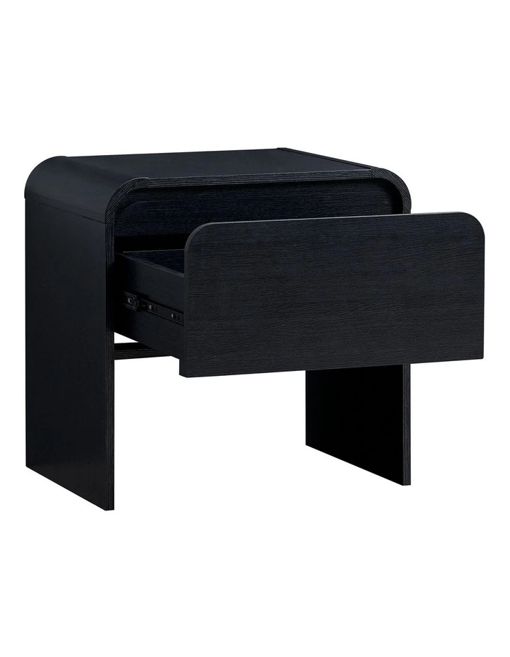 Natalya Bedside Unit Nightstand Side Table 1 Drawer Black image 3
