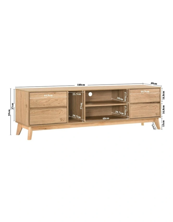 Ariah TV Entertainment Unit 180W 4 Drawers Oak image 6