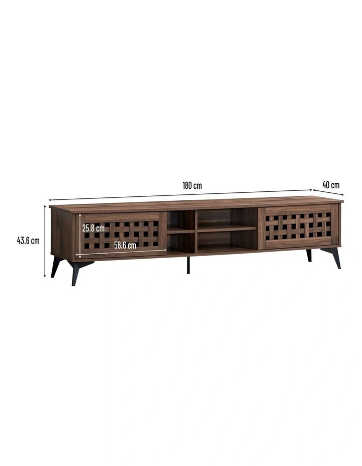 Clay Entertainment Unit TV Cabinet TV Stand 180cm 2 Doors Walnut image 6