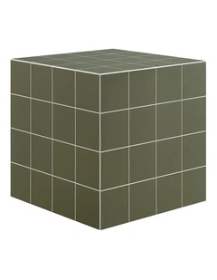 Nash Side Table Cube Bedside Storage Olive Green