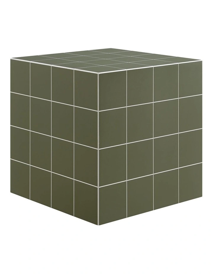 Nash Side Table Cube Bedside Storage Olive Green image 1